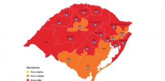 MAPA PRELIMINAR INDICA REGIÃO DE PELOTAS EM BANDEIRA LARANJA
